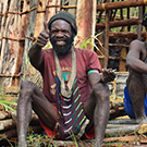 Papuan men welcoming us back near Sunama